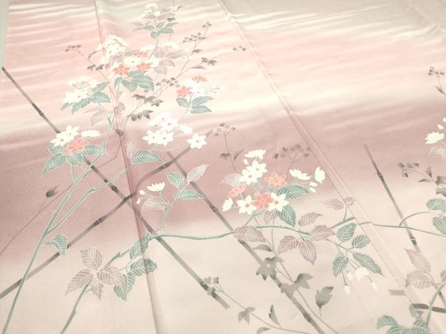 平和屋着物▽訪問着 単衣 友禅 枝花文 暈し染め 正絹 逸品 DAAT9846az