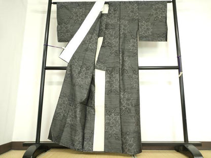 平和屋着物▽本場大島紬 単衣 草花文 正絹 逸品 DAAT9847az