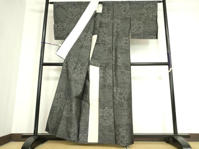 平和屋着物▽本場大島紬 単衣 草花文 正絹 逸品 DAAT9847az