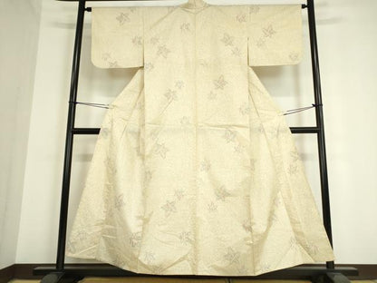 平和屋着物▽上質な紬 単衣 楓文 正絹 逸品 DAAT9848az