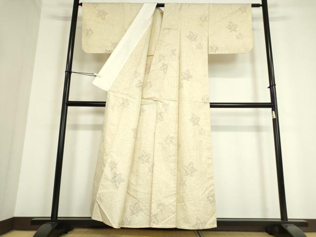 平和屋着物▽上質な紬 単衣 楓文 正絹 逸品 DAAT9848az