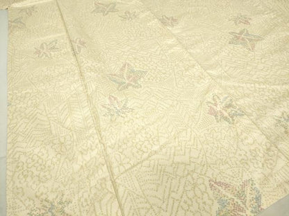 平和屋着物▽上質な紬 単衣 楓文 正絹 逸品 DAAT9848az