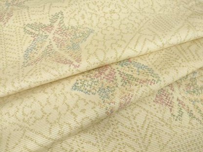 平和屋着物▽上質な紬 単衣 楓文 正絹 逸品 DAAT9848az