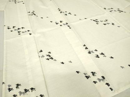 平和屋着物▽小紋 単衣 型染め 千鳥 洗える着物 DAAT9850az