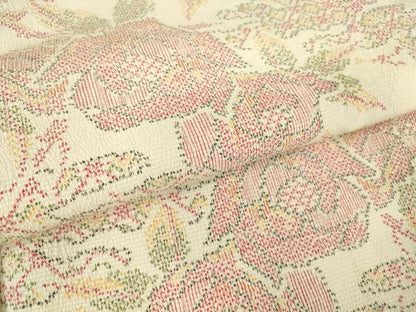平和屋着物▽本塩沢 単衣 牡丹文 正絹 逸品 DAAT9853az