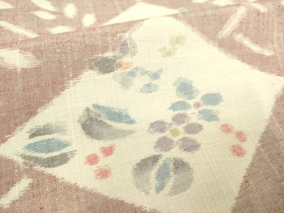 平和屋着物▽瑞穂紬 単衣 菱花文 反端付き 正絹 逸品 DAAT9855az