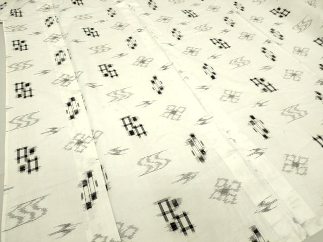 平和屋着物▽綿琉球　単衣　絣流水花文　綿　逸品　DAAT9856az
