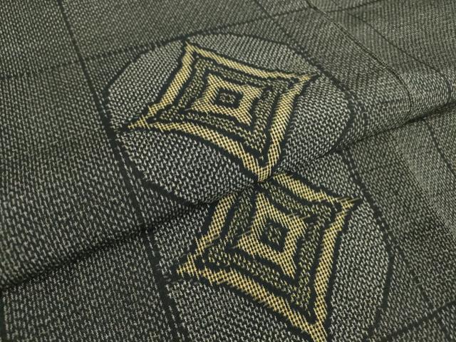平和屋着物▽上質な紬 単衣 格子丸文 正絹 逸品 DAAT9860az