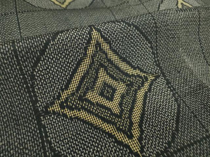 平和屋着物▽上質な紬 単衣 格子丸文 正絹 逸品 DAAT9860az