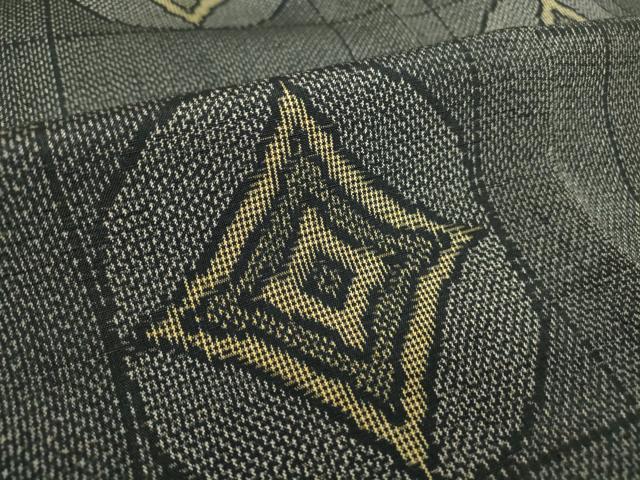 平和屋着物▽上質な紬 単衣 格子丸文 正絹 逸品 DAAT9860az