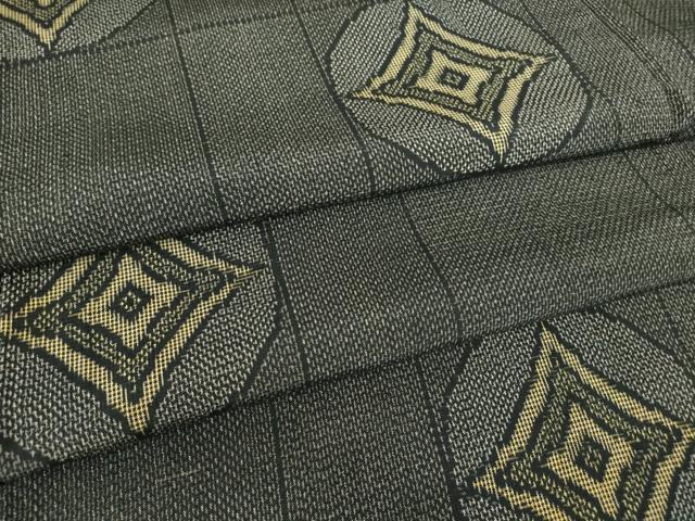 平和屋着物▽上質な紬 単衣 格子丸文 正絹 逸品 DAAT9860az