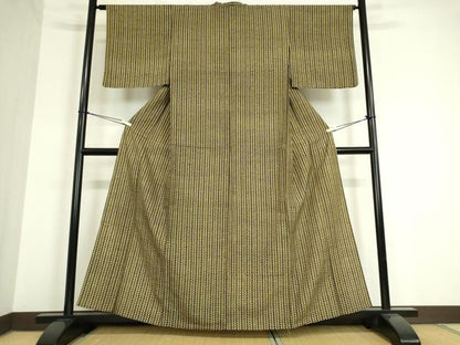 平和屋着物▽上質な小紋 紬地 単衣 舞蝶文 正絹 逸品 DAAT9862az