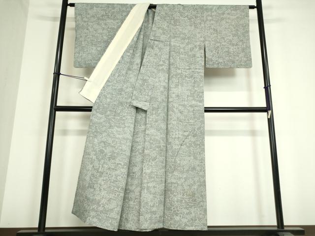 平和屋着物▽上質な紬　単衣　風景文　正絹　逸品　DAAT9864az