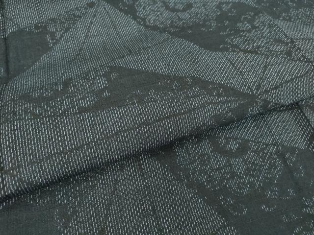 平和屋着物▽結城紬 単衣 幾何学花文 正絹 逸品 DAAT9865az