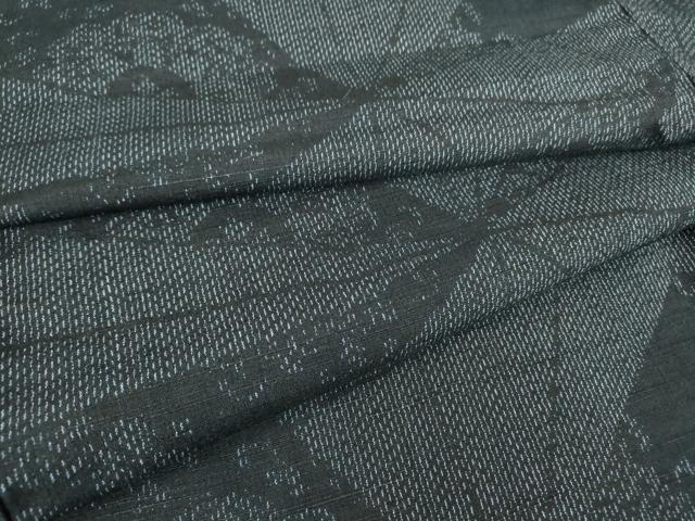 平和屋着物▽結城紬 単衣 幾何学花文 正絹 逸品 DAAT9865az