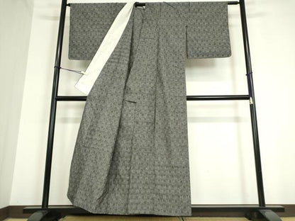平和屋着物▽上質な紬 単衣 絣文 正絹 逸品 DAAT9866az