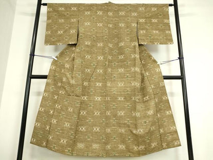 平和屋着物▽上質な紬　単衣　絣文　正絹　逸品　DAAT9870az