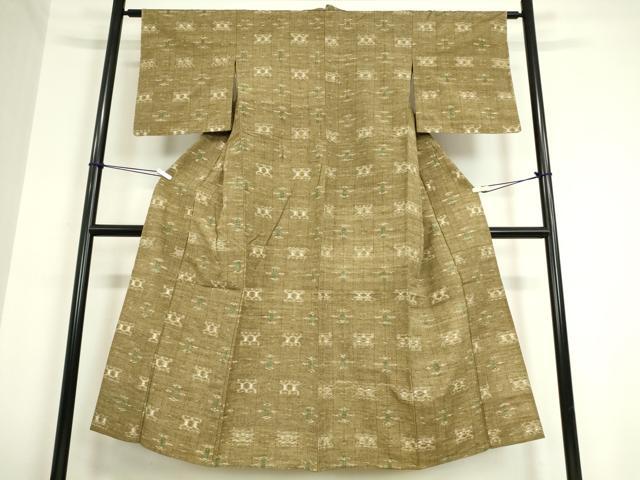 平和屋着物▽上質な紬　単衣　絣文　正絹　逸品　DAAT9870az