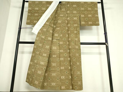 平和屋着物▽上質な紬　単衣　絣文　正絹　逸品　DAAT9870az