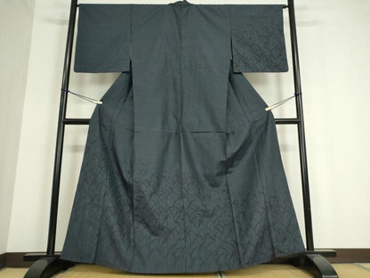平和屋着物▽訪問着 紬地 単衣 草花文 100亀甲 正絹 逸品 DAAT9874az