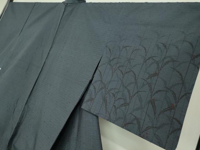 平和屋着物▽訪問着 紬地 単衣 草花文 100亀甲 正絹 逸品 DAAT9874az