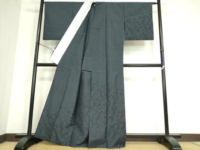 平和屋着物▽訪問着 紬地 単衣 草花文 100亀甲 正絹 逸品 DAAT9874az