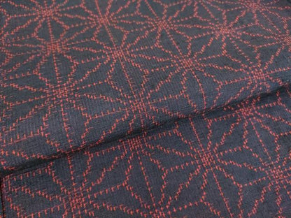 平和屋着物▽上質な紬 単衣 麻の葉文 正絹 逸品 DAAT9875az