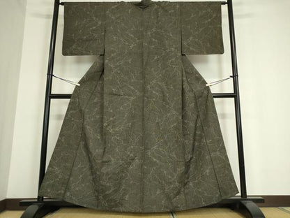 平和屋着物▽上質な紬 単衣 変わり斜線文 正絹 逸品 DAAT9880az