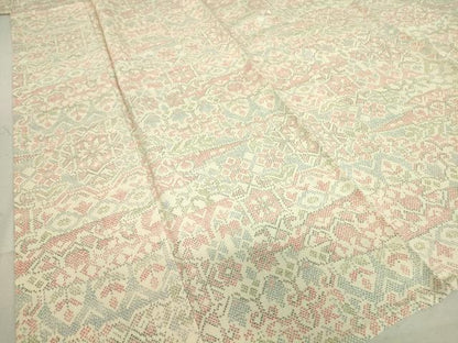 平和屋着物▽本塩沢 単衣 幾何学花文 正絹 逸品 DAAT9885az