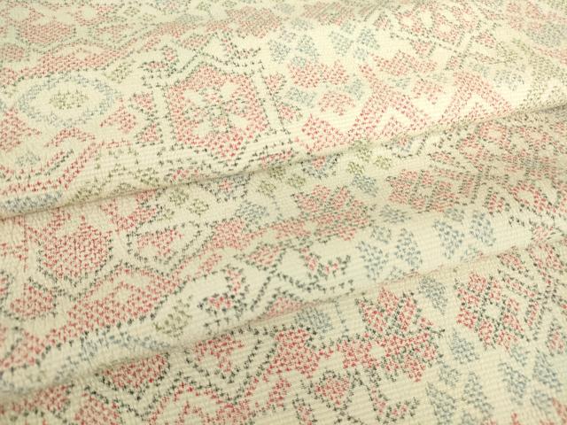 平和屋着物▽本塩沢 単衣 幾何学花文 正絹 逸品 DAAT9885az