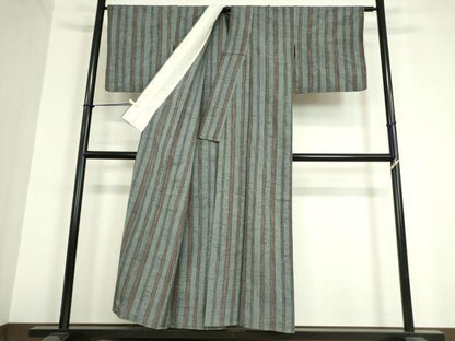 平和屋着物▽上質な紬 単衣 亀甲間道 正絹 逸品 DAAT9888az