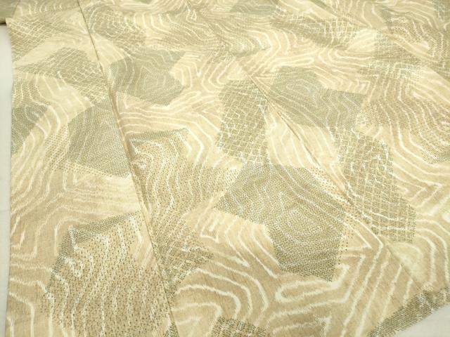 平和屋着物▽上質な紬 単衣 幾何学文 正絹 逸品 DAAT9889az