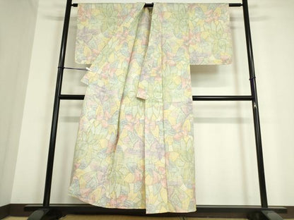 平和屋着物▽小千谷紬 単衣 花尽くし 正絹 逸品 DAAT9890az