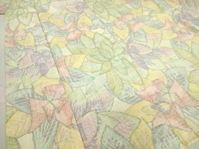 平和屋着物▽小千谷紬 単衣 花尽くし 正絹 逸品 DAAT9890az