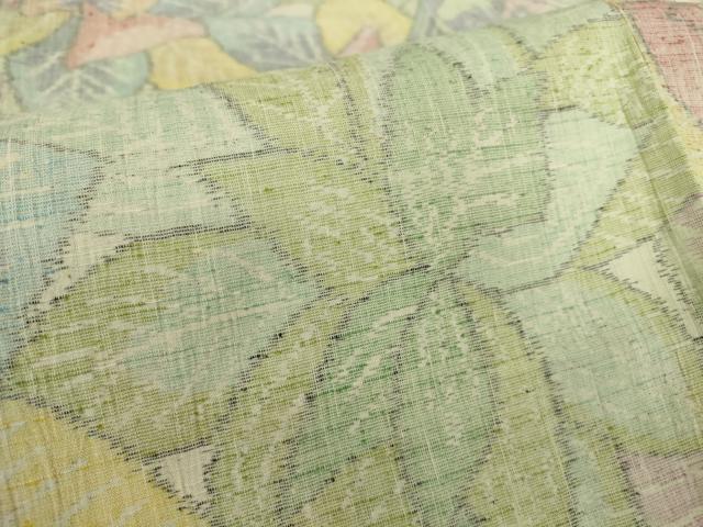 平和屋着物▽小千谷紬 単衣 花尽くし 正絹 逸品 DAAT9890az