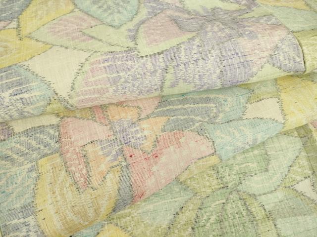 平和屋着物▽小千谷紬 単衣 花尽くし 正絹 逸品 DAAT9890az