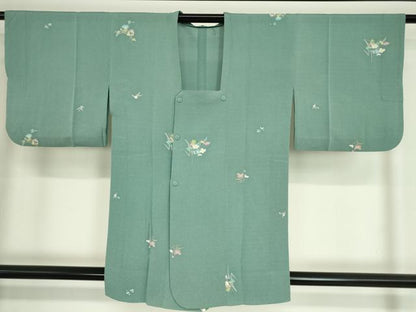 平和屋着物▽道行コート スリーシーズン 春夏秋 塵除け 絽縮緬 友禅 草花文 正絹 逸品 DAAT9892az