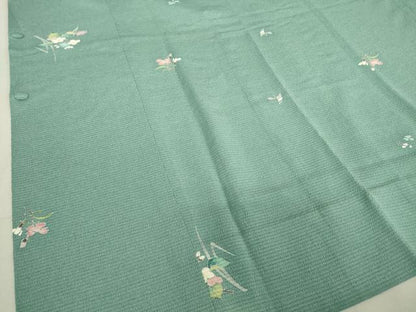 平和屋着物▽道行コート スリーシーズン 春夏秋 塵除け 絽縮緬 友禅 草花文 正絹 逸品 DAAT9892az