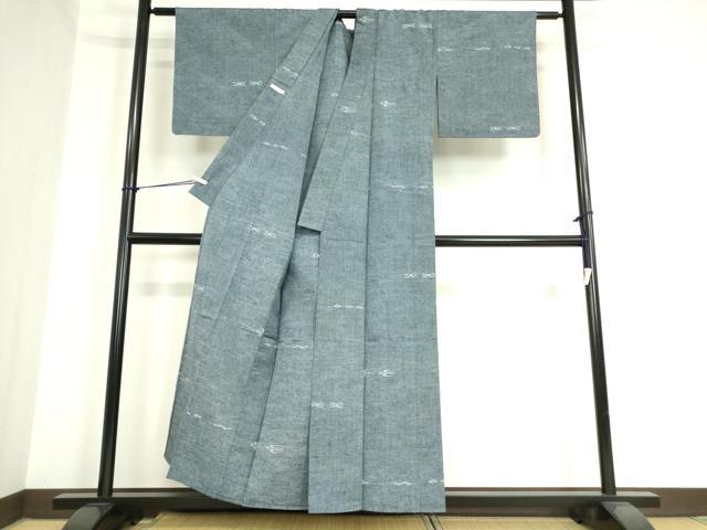 平和屋着物▽上質な紬 単衣 絣横段文 正絹 逸品 DAAT9893az