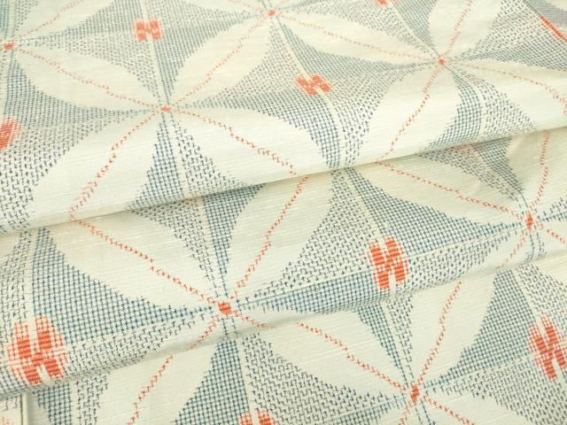 平和屋着物▽上質な紬 単衣 七宝文 正絹 逸品 DAAT9894az