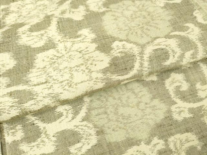 平和屋着物▽上質な紬 単衣 牡丹唐草文 正絹 逸品 DAAT9896az
