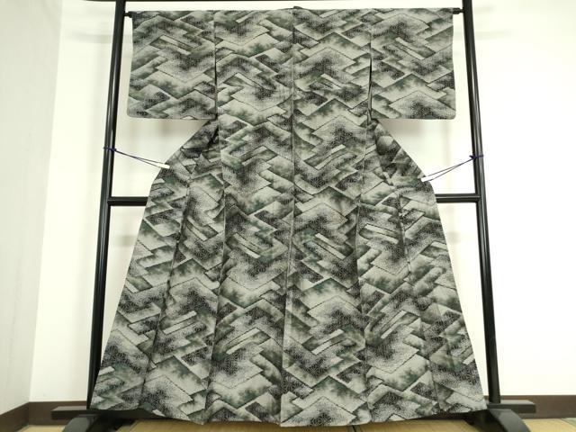 平和屋着物▽上質な紬 単衣 松皮取絣文 正絹 逸品 DAAT9897az