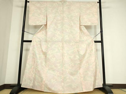 平和屋着物▽上質な紬 単衣 花切嵌め文様 正絹 逸品 DAAT9899az