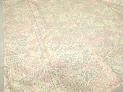 平和屋着物▽上質な紬 単衣 花切嵌め文様 正絹 逸品 DAAT9899az