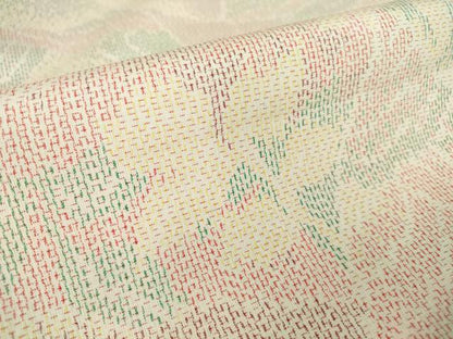 平和屋着物▽上質な紬 単衣 花切嵌め文様 正絹 逸品 DAAT9899az