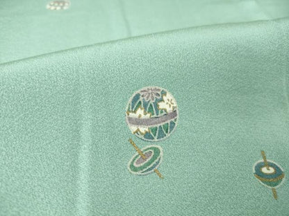 平和屋着物▽上質な小紋 単衣 独楽に毬 金彩 正絹 逸品 DAAT9901az