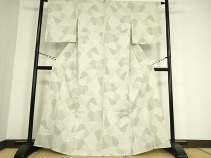 平和屋着物▽本塩沢 単衣 切嵌め文様 正絹 逸品 DAAT9902az