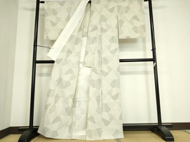 平和屋着物▽本塩沢 単衣 切嵌め文様 正絹 逸品 DAAT9902az