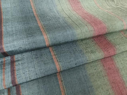平和屋着物▽上質な紬 単衣 縞 正絹 逸品 DAAT9904az