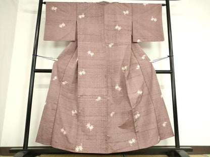 平和屋着物▽上質な紬 単衣 楓文 正絹 逸品 DAAT9905az